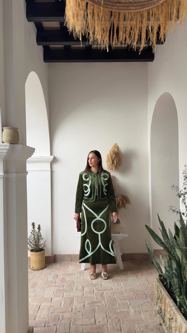 Conjunto terciopelo verde