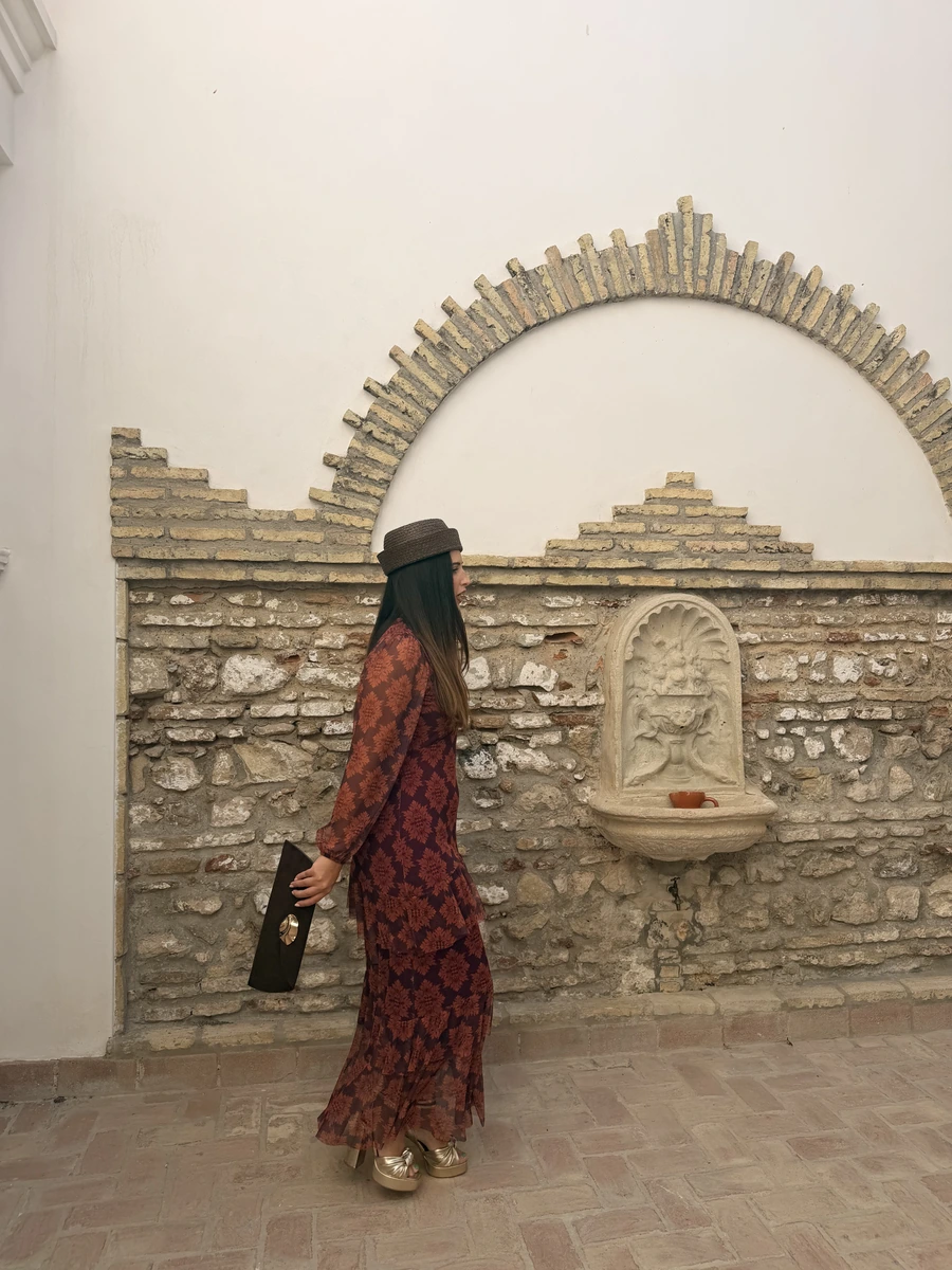 Cartera marrón con broche dorado · 